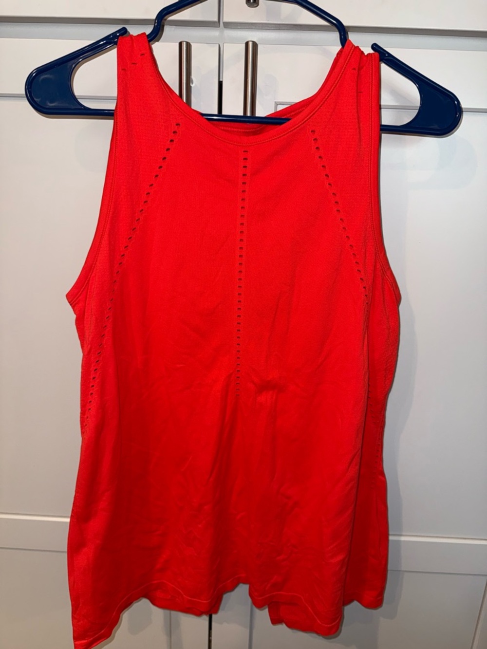 Athleta Tank Top XS Bright Red Laser Cut Athletic Workout Top